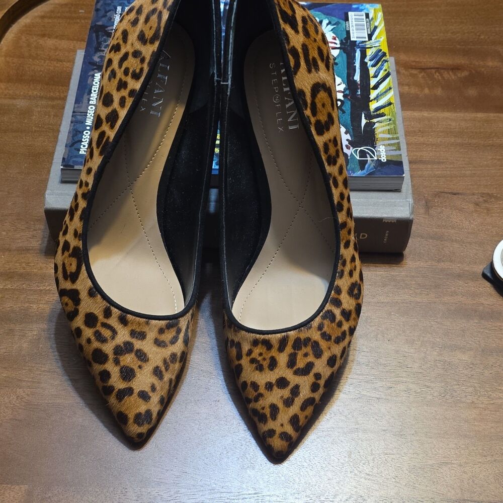 Alfani Women’s Brown/Black Synthetic Pointed Toe Slip-On Faux Fur Pump Heels 7